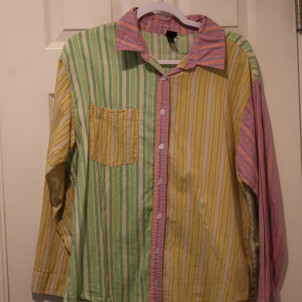 Wild Fable Green and Yellow Color-Block Blouse